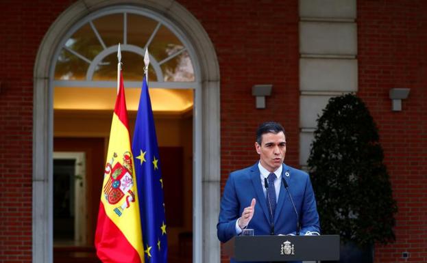 Pedro Sánchez, durante la rueda de prensa. 