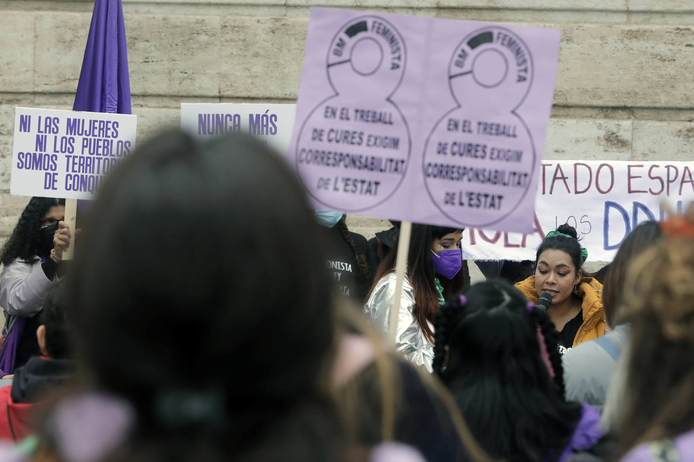 Uno de los actos en la Plaza del Ayuntamiento de Valencia