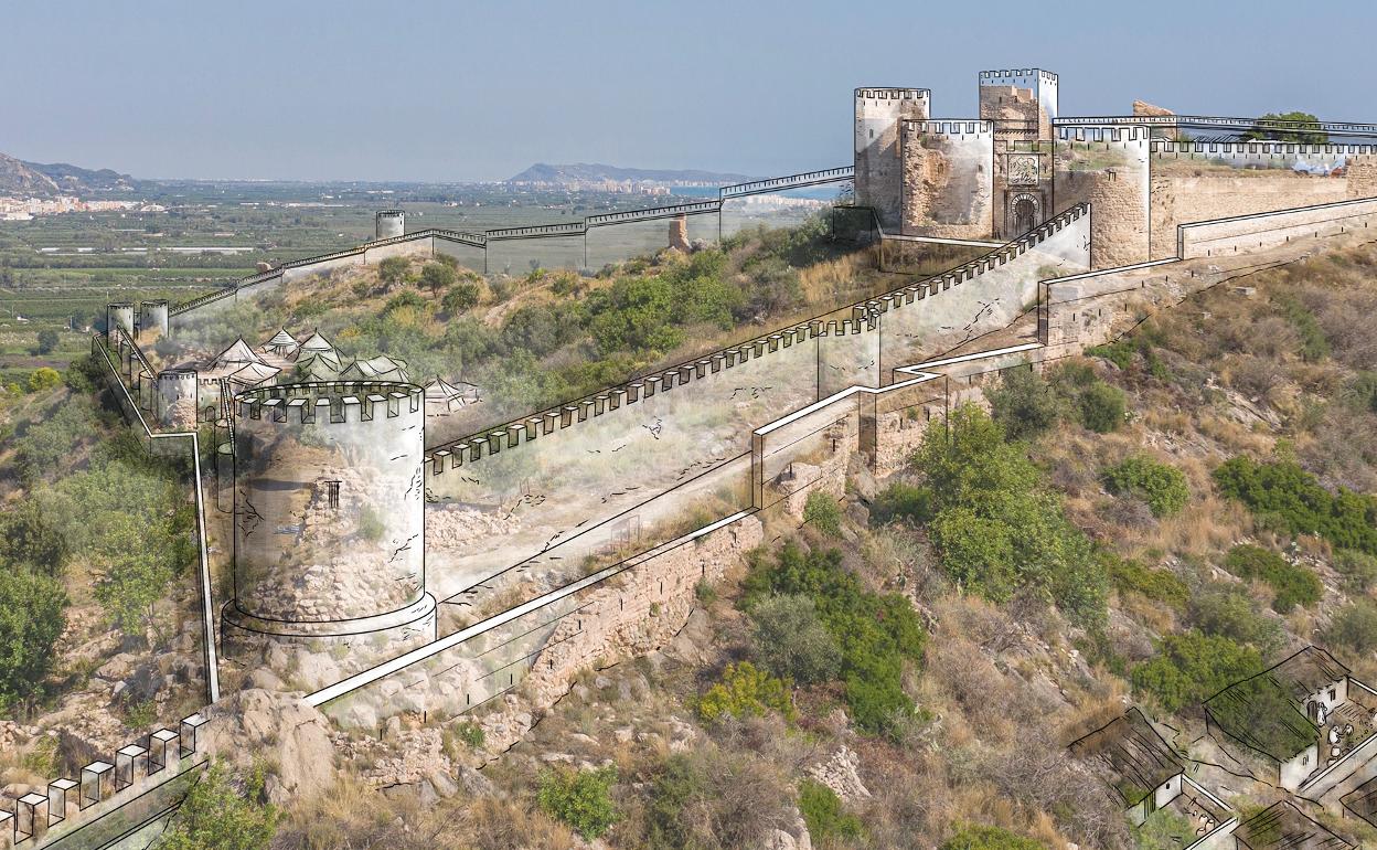 Reconstrucción virtual del Castillo de Bairén. 