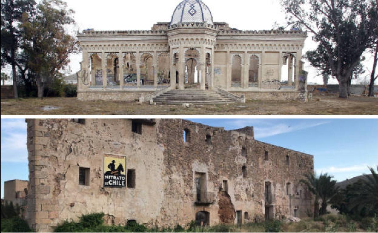 El chalé Giner Cortina y la alquería casa de Bonanza, en ruinas.