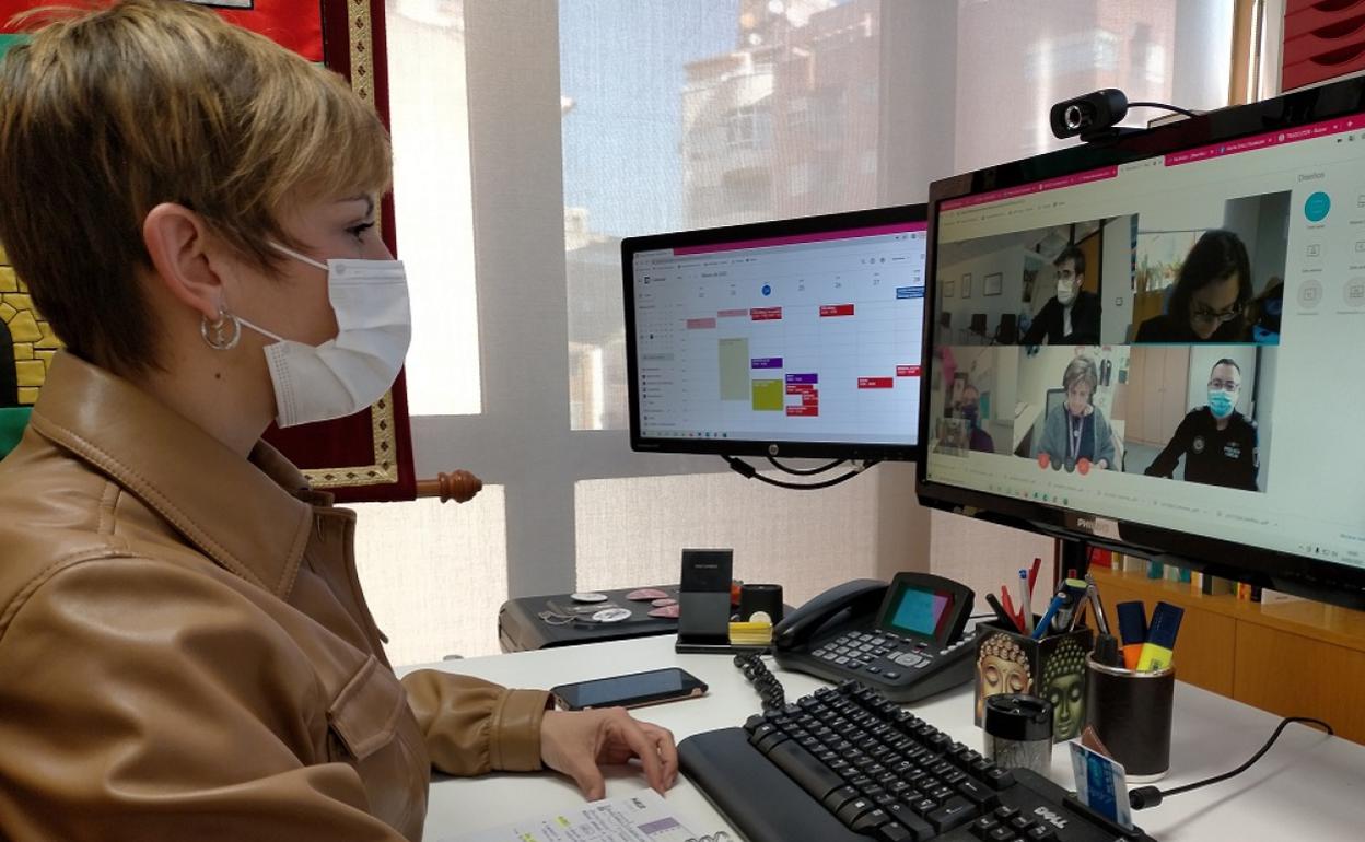 Momento de la reunión telemática de la Junta Local de Seguridad. 