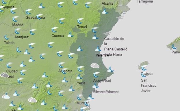 Mapa del tiempo en la Comunitat para el jueves, 1 de abril.