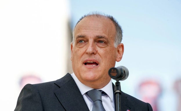 Javier Tebas, presidente de la Liga, durante un acto. 