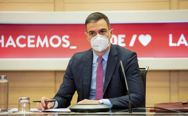 Pedro Sánchez, durante la ejecutiva del PSOE.