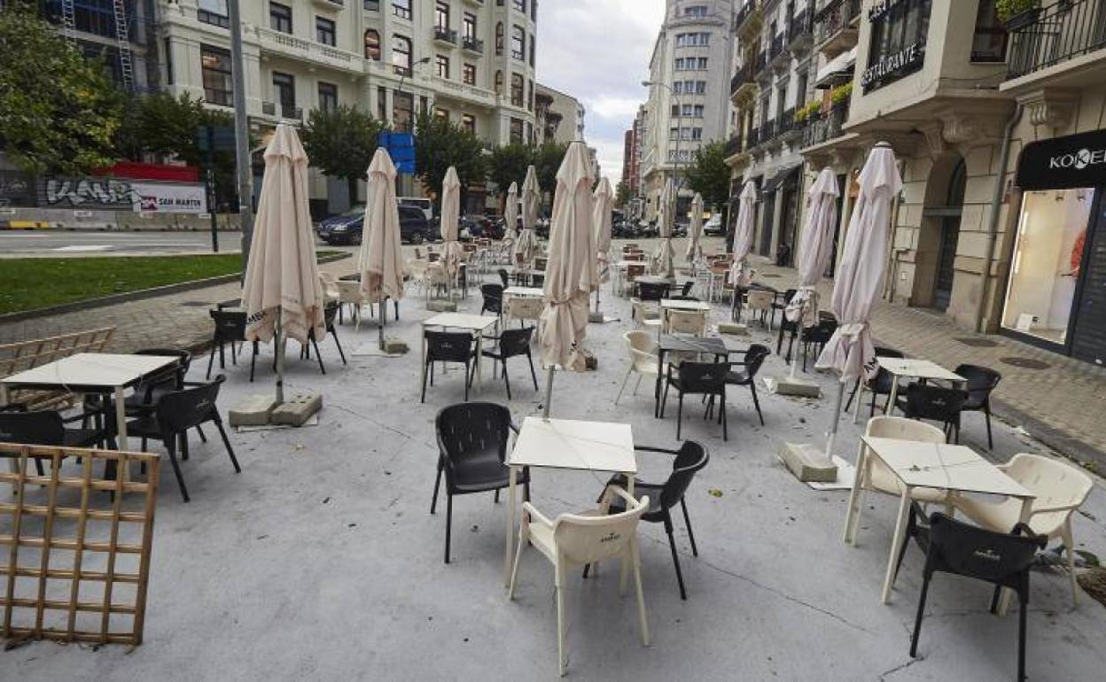 Una terraza vacía en Madrid. 