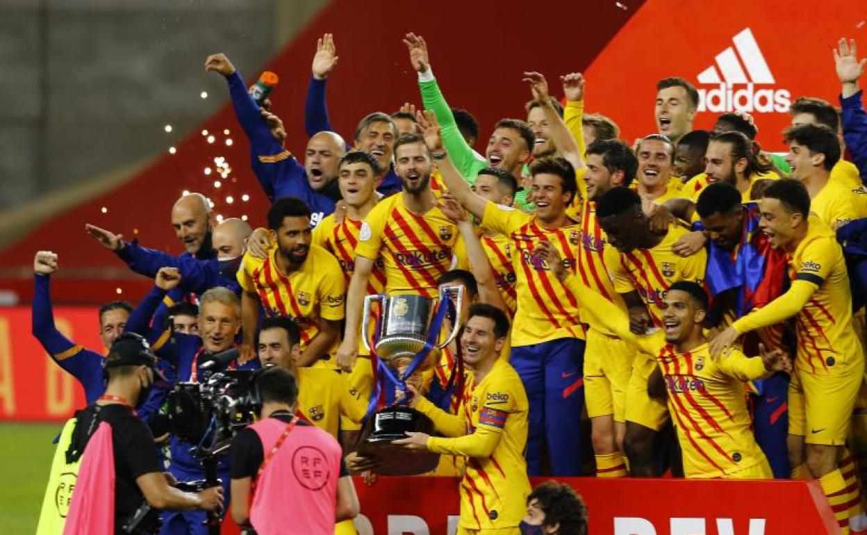 El Barça celebrando su 31ª Copa del Rey