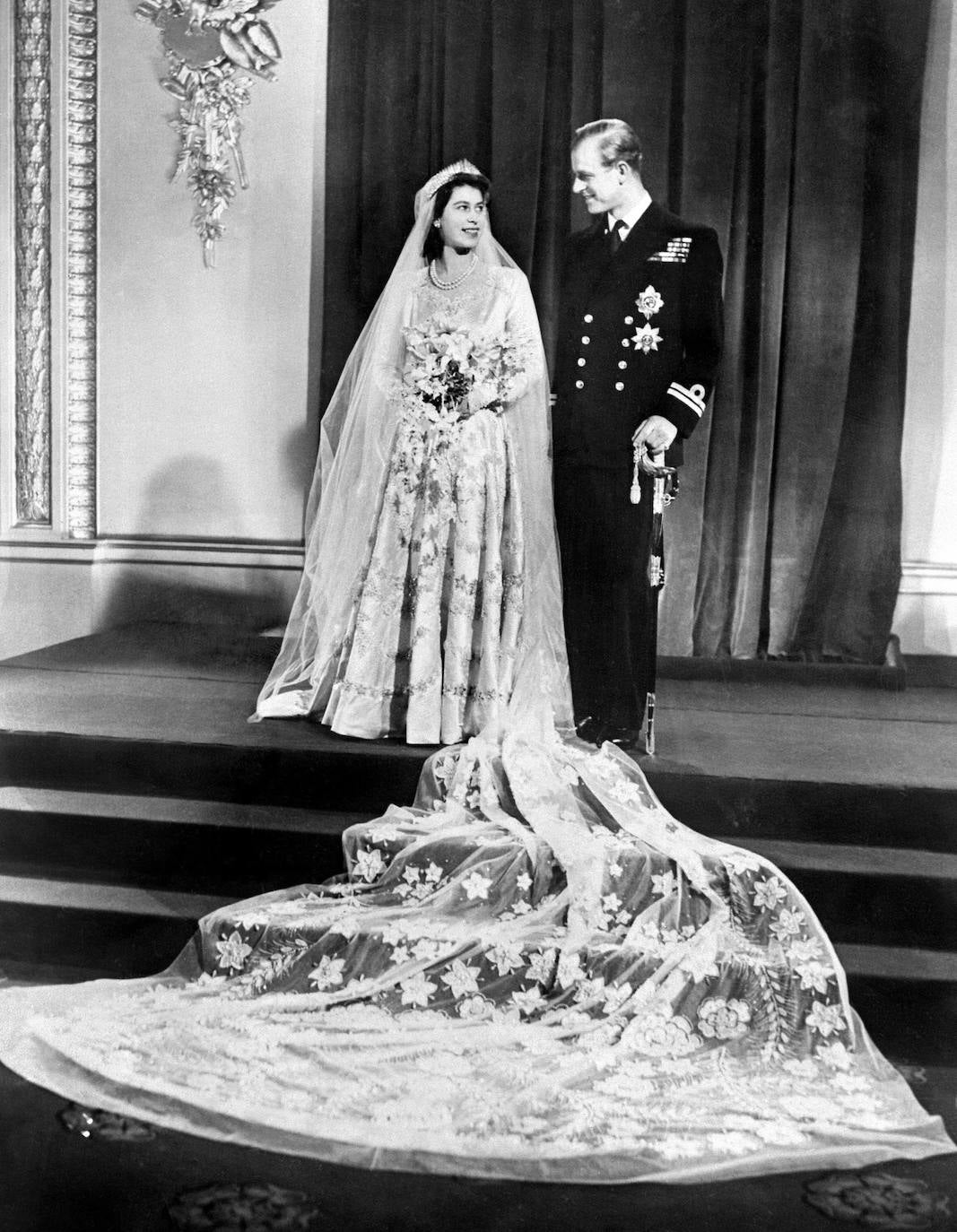 Año 1947, en su boda con el duque de Edimburgo