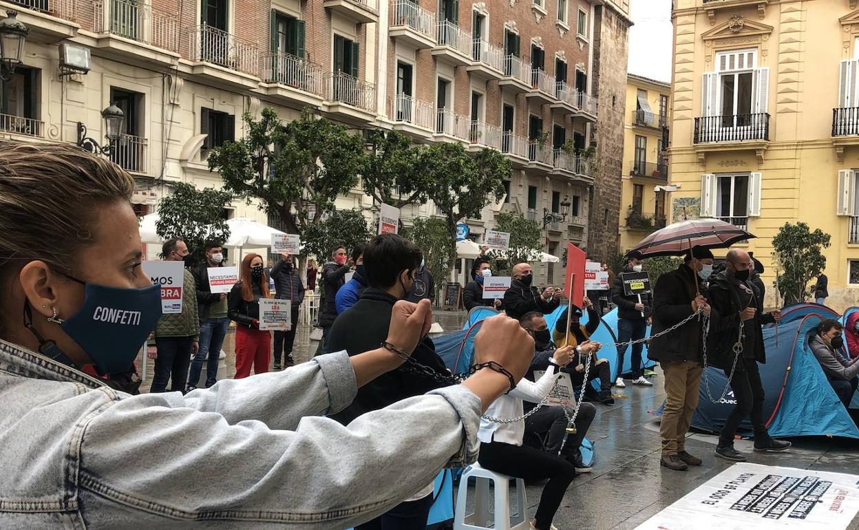 Acampada de hostelería en Valencia. 