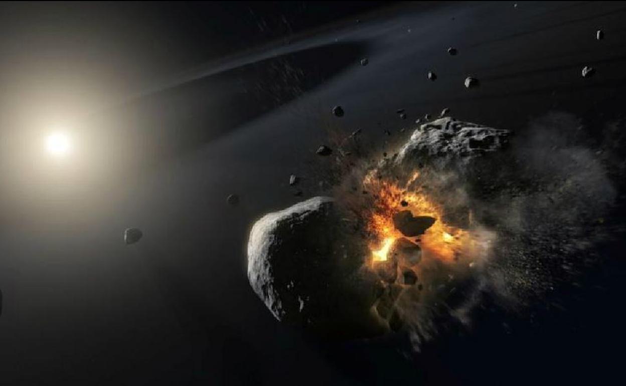 Simulación de la colisión de dos cuerpos helados del tamaño de un asteroide