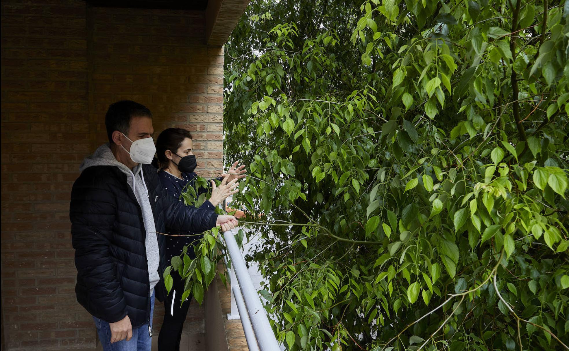 Marta y José Ramón, en el balcón de su casa.
