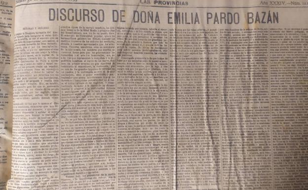 Imagen principal - 1. Reproducción del discurso de 1899 en LAS PROVINCIAS. 2. Retratada por Sorolla. 3. Blasco Ibáñez.