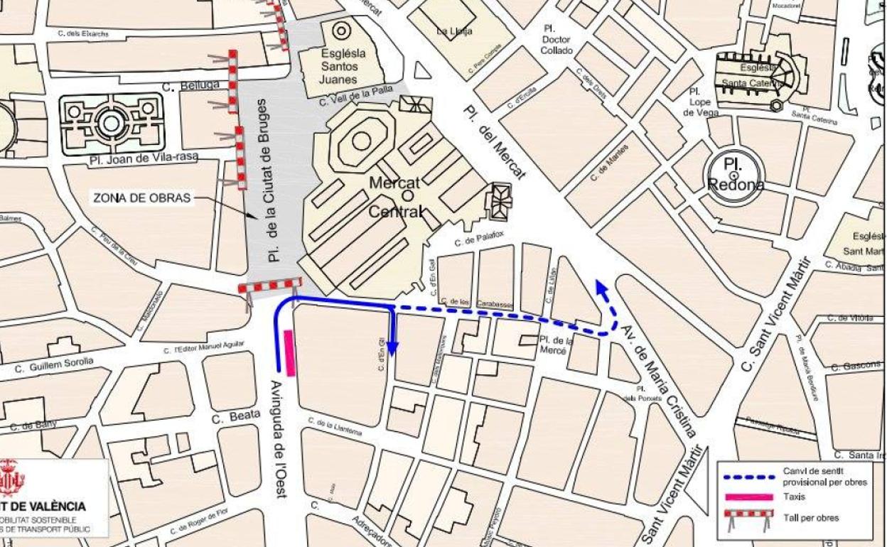 Mapa con obras en la ciudad. 