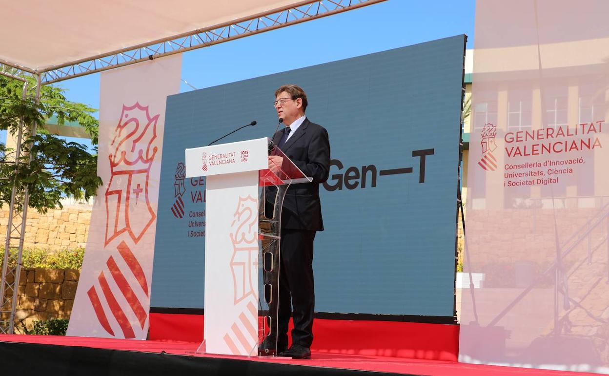 El presidente dela Generalitat, Ximo Puig, durante el acto. 