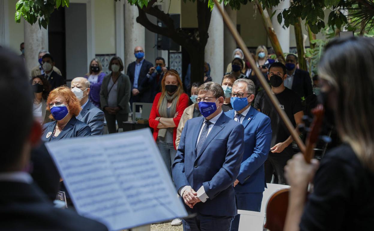 Puig ayer durante los actos del Día de Europa. 