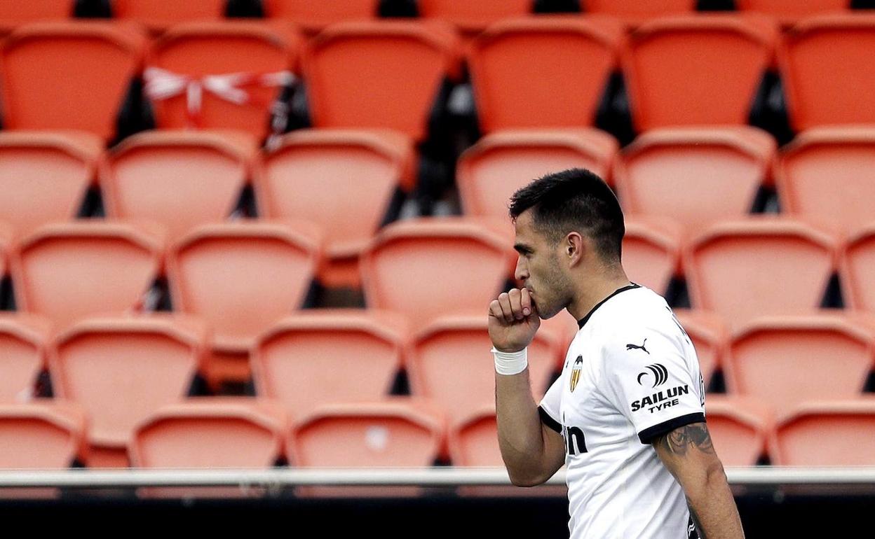 Maxi Gómez celebra tras marcar uno de sus goles