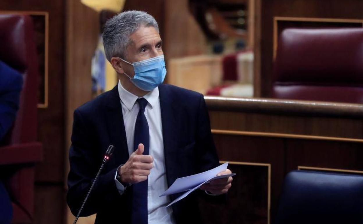 Fernando Grande Marlaska en la sesión de control al Gobierno de este miércoles en el Congreso.