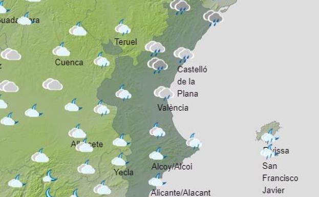 Mapa de previsión para el domingo. 