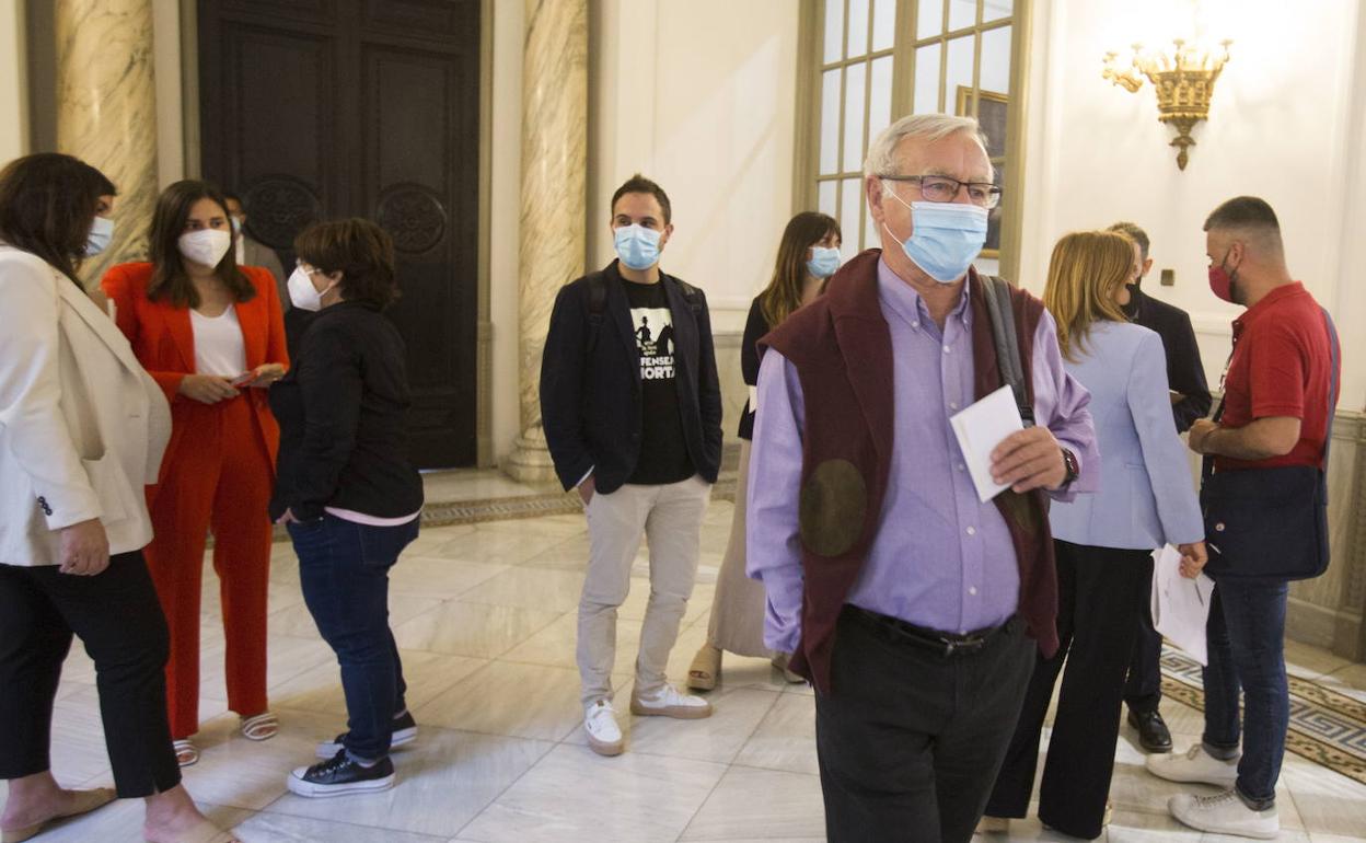 Joan Ribó, alcalde de Valencia en el Ayuntamiento. 