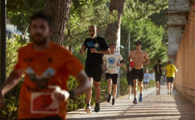 Atletas corren en el Circuit 5k Jardí del Turia en el Running Global Day. 