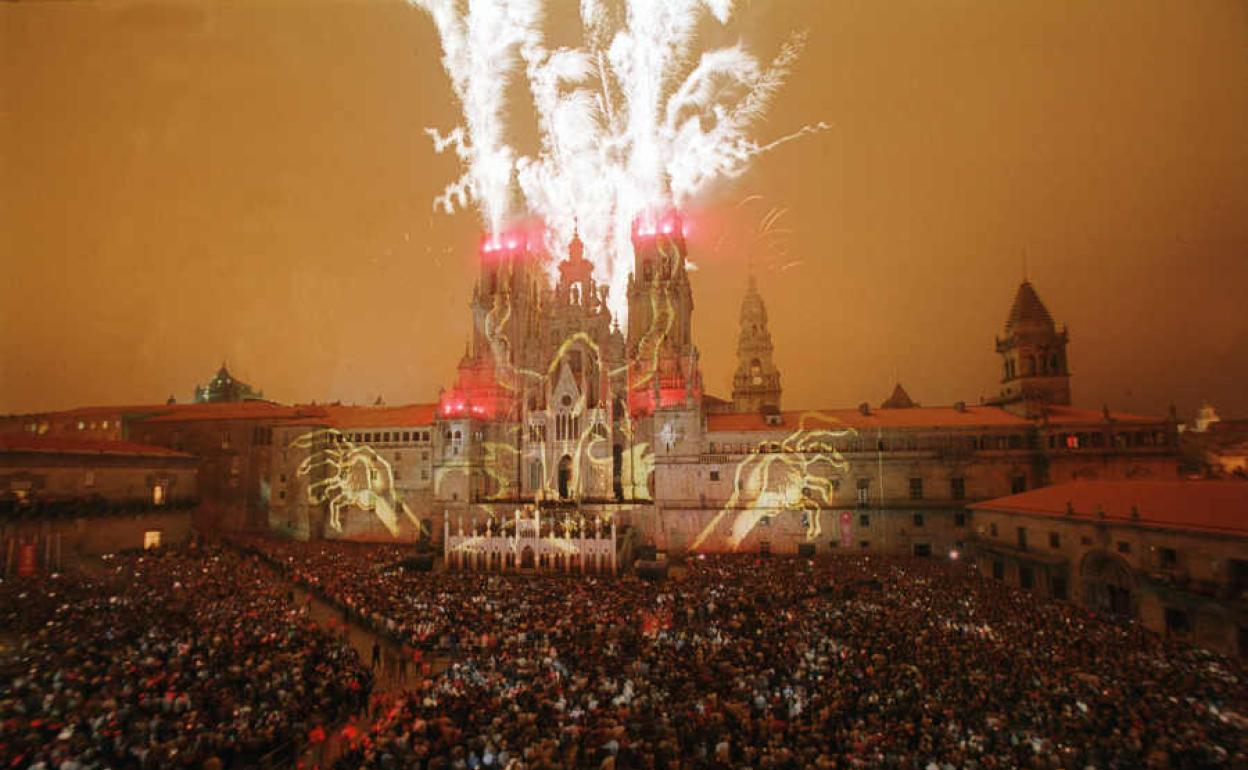 Fuegos artificiales en Santiago de Compostela.