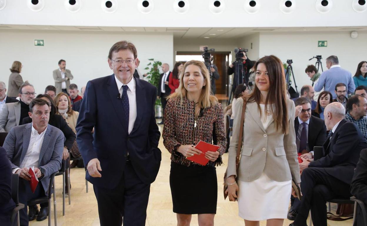 Ximo Puig, Nuria Oliver y Carolina Pascual, en un acto de Inteligencia Artificial 