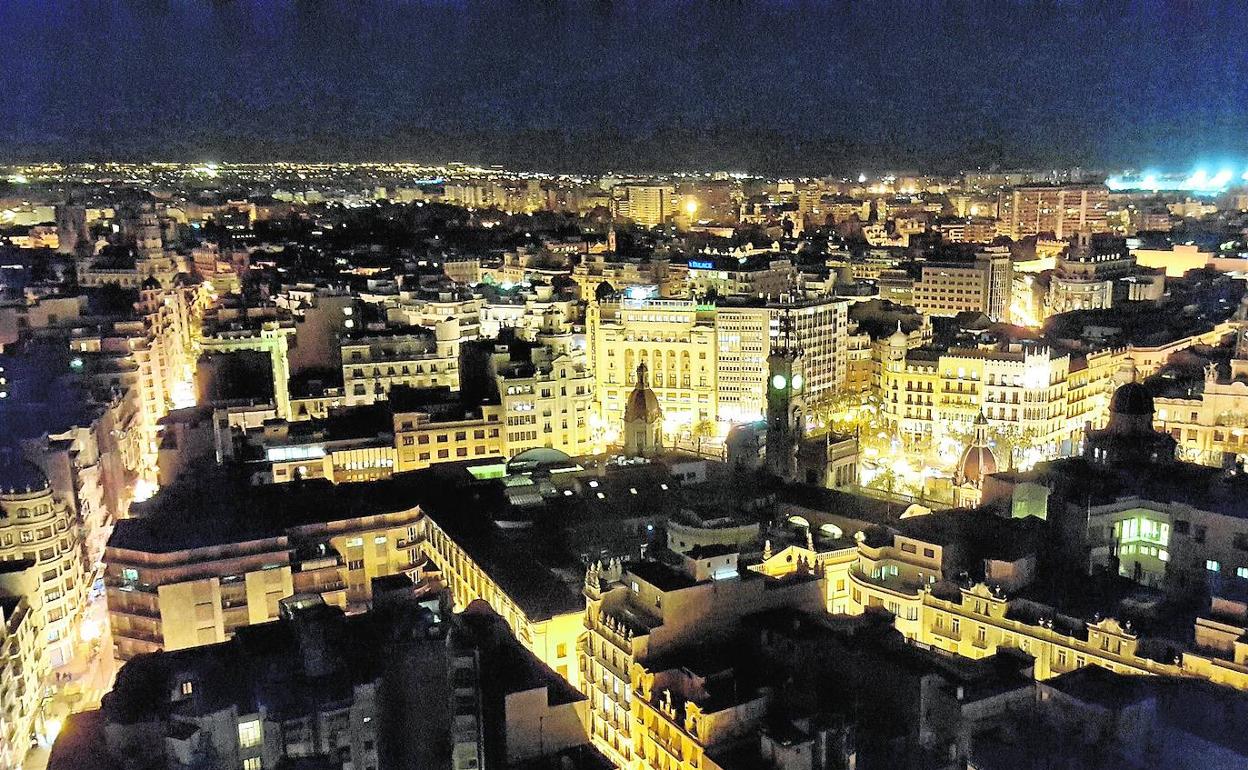 Vistas aéreas del centro de Valencia. 
