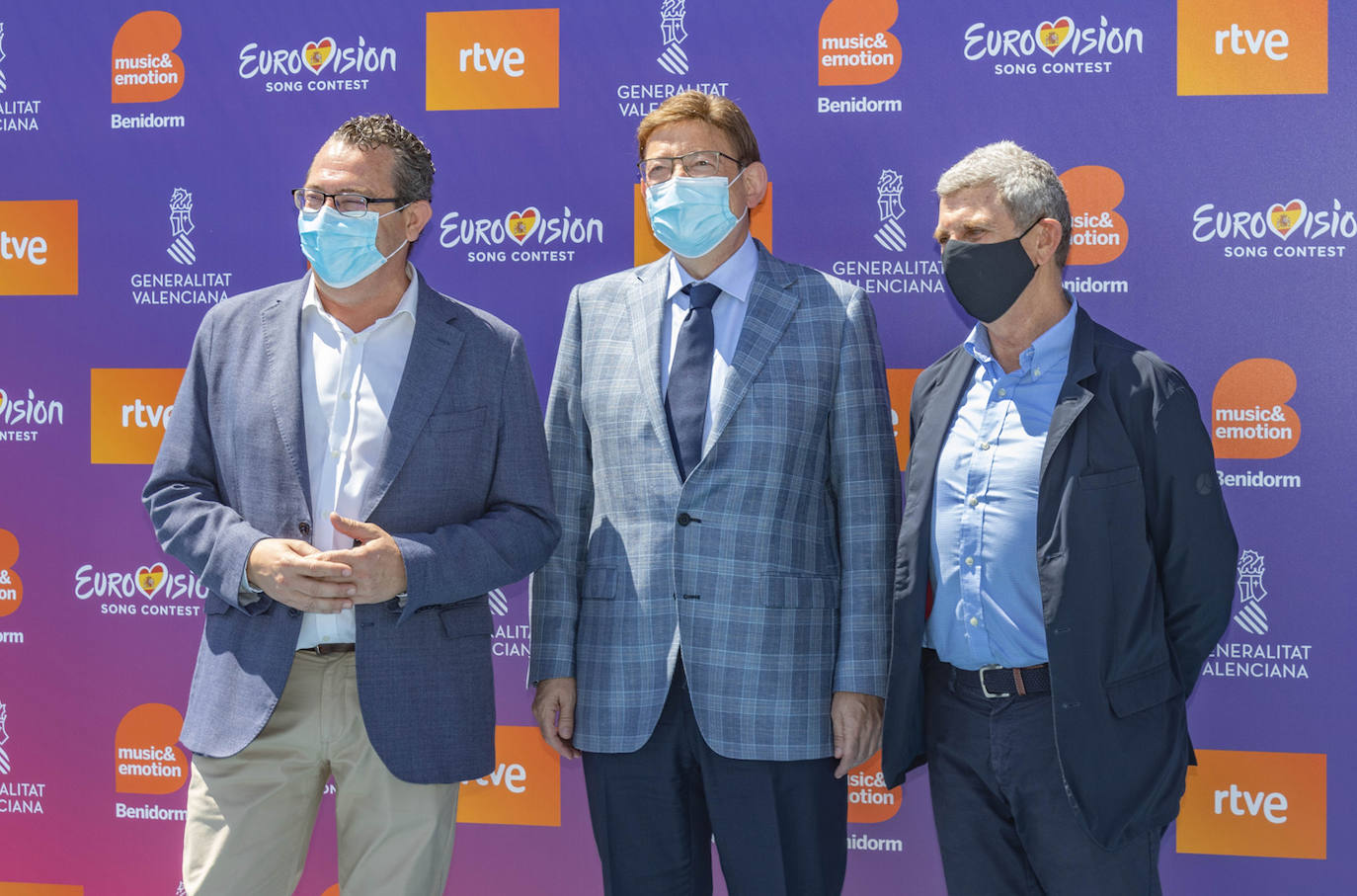 José Manuel Pérez Tornero, Ximo Puig y Toni Pérez durante la presentación.