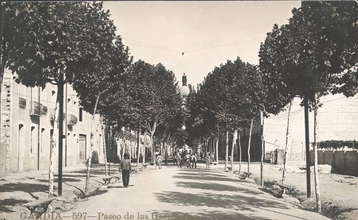 Paseo Germanies de Gandia, hacia 1915.  