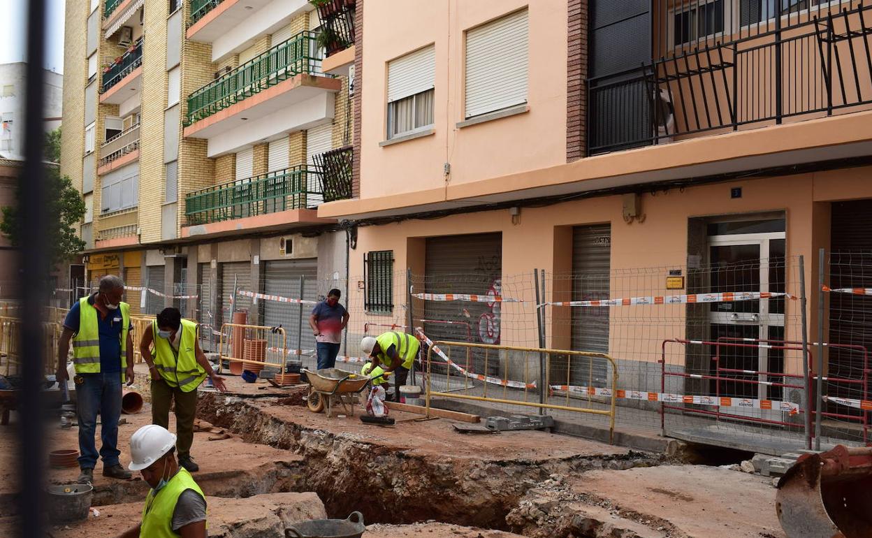 Los trabajos en la red de saneamiento. 