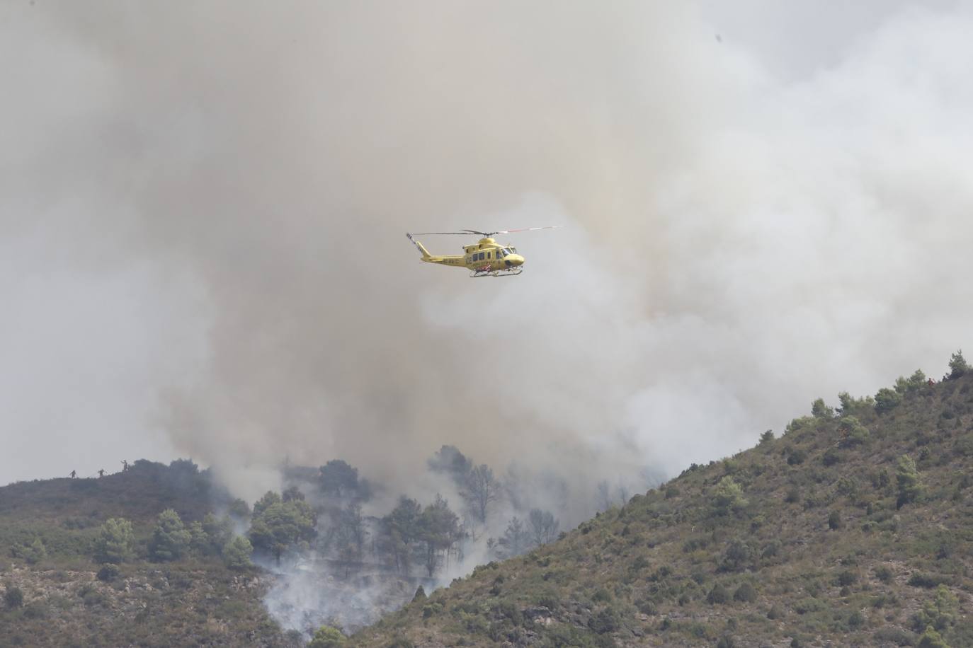 Un incendio afecta a la localidad castellonense de Azuébar desde última hora de la tare del sábado. Los efectivos trabajan para sofocar las llamas y los vecinos del municipio han sido desalojados por precaución.