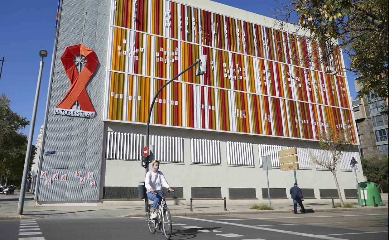 Colegio concertado de Valencia, el pasado curso, durante la protesta del sector contra la ley Celaá. 