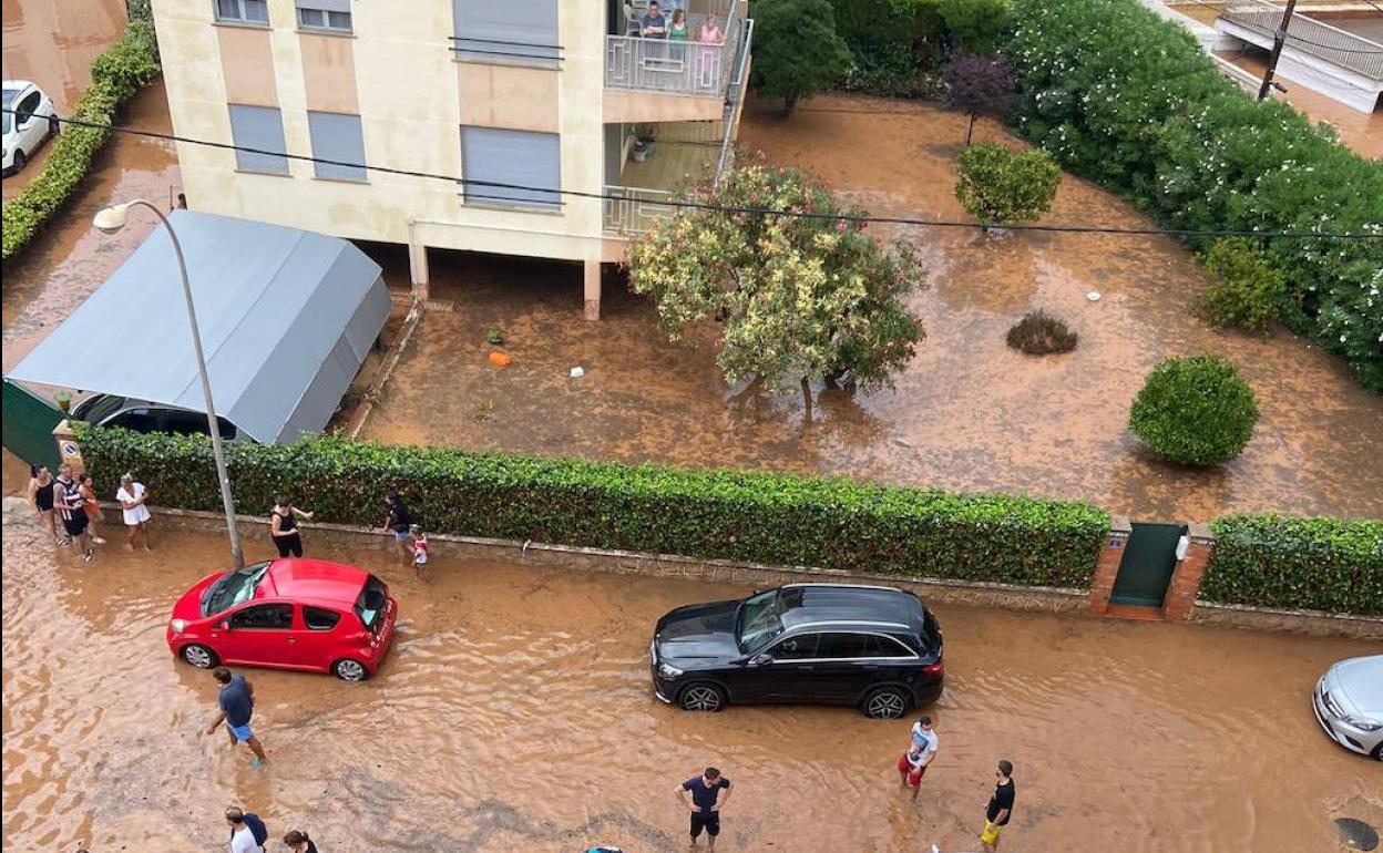 Inundaciones en Benicàssim este domingo 29 de agosto.