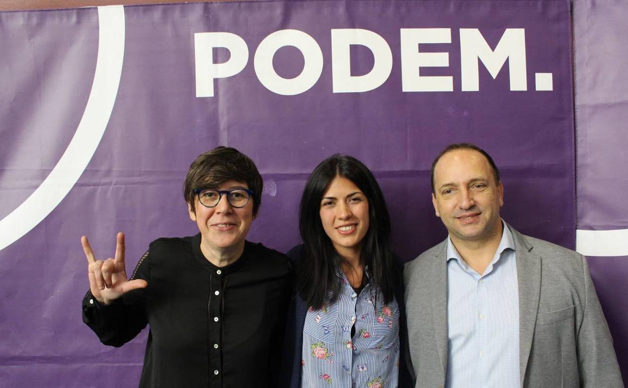 Pilar Lima, Naira Davó y Rubén Martínez Dalmau, los últimos dirigentes del Podemos. 