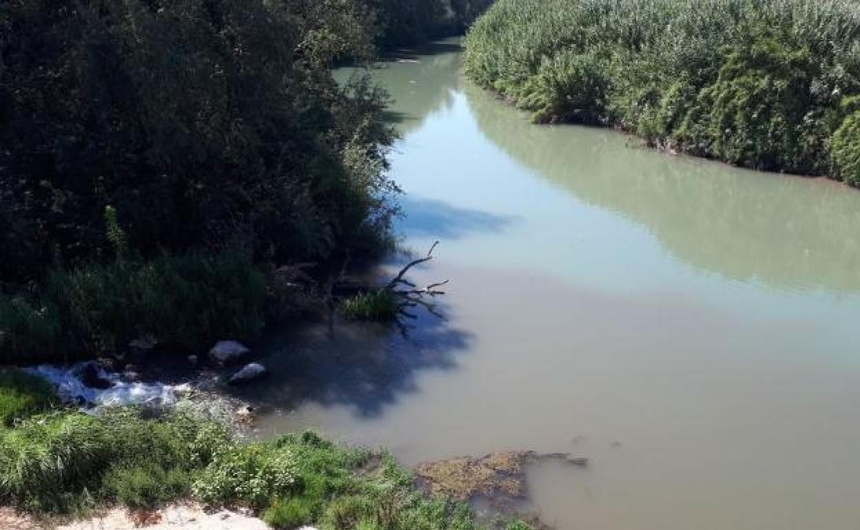 Confluencia entre el Barxeta y el Júcar en un episodio anterior de vertidos.