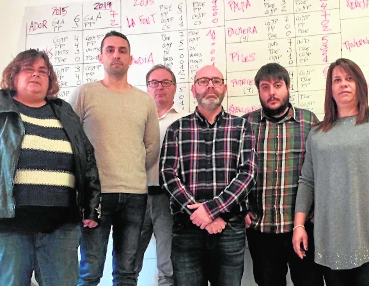 Los ediles de Compromís en el Ayuntamiento de Palma de Gandia. 