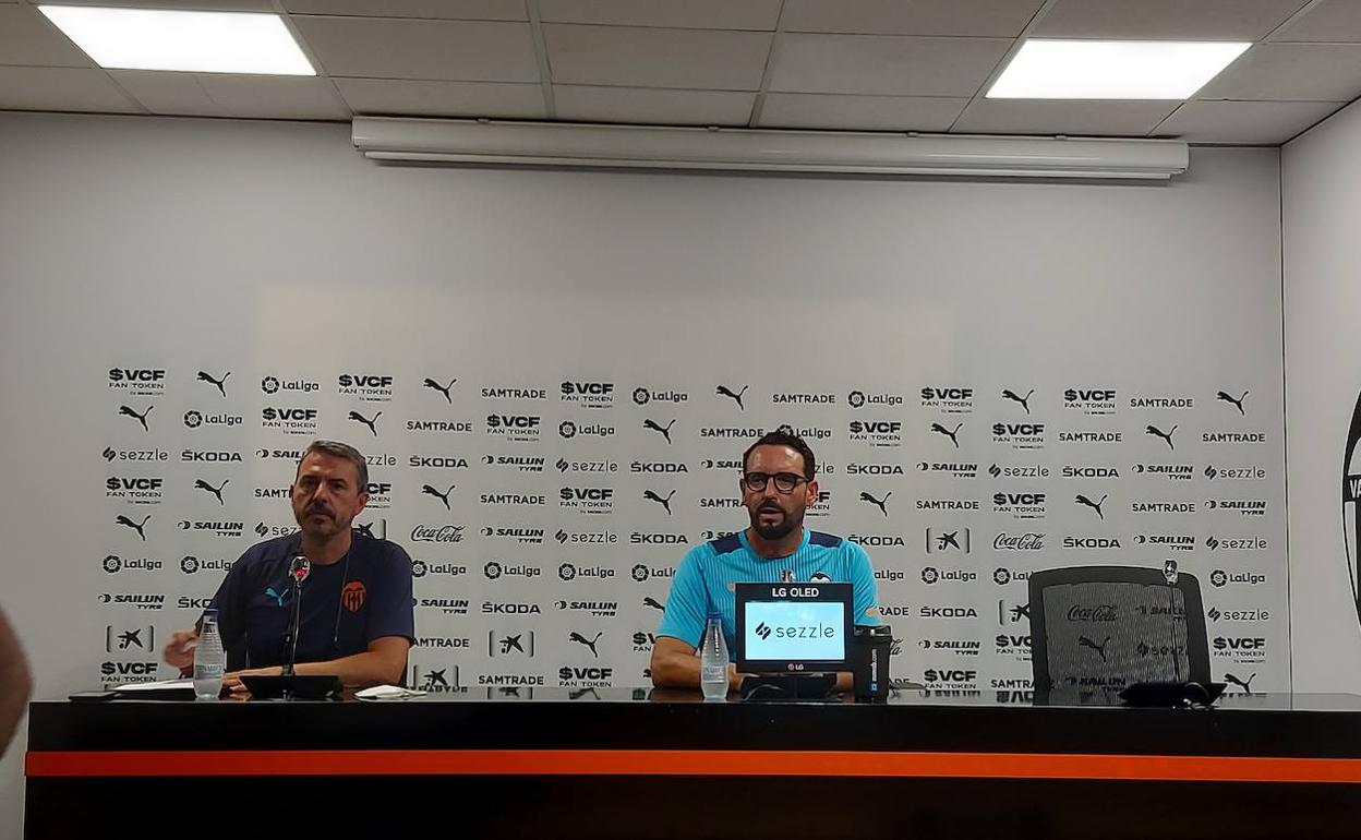 José Bordalás, durante su rueda de prensa en Mestalla.