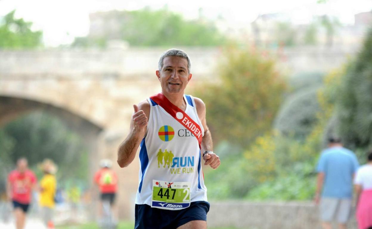 Claros, durante su participación en el Ekiden, el maratón por relevos con el CEU RUN. 