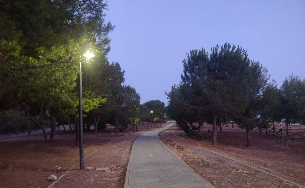 Una zona verde de Táctica con el nuevo alumbrado. 