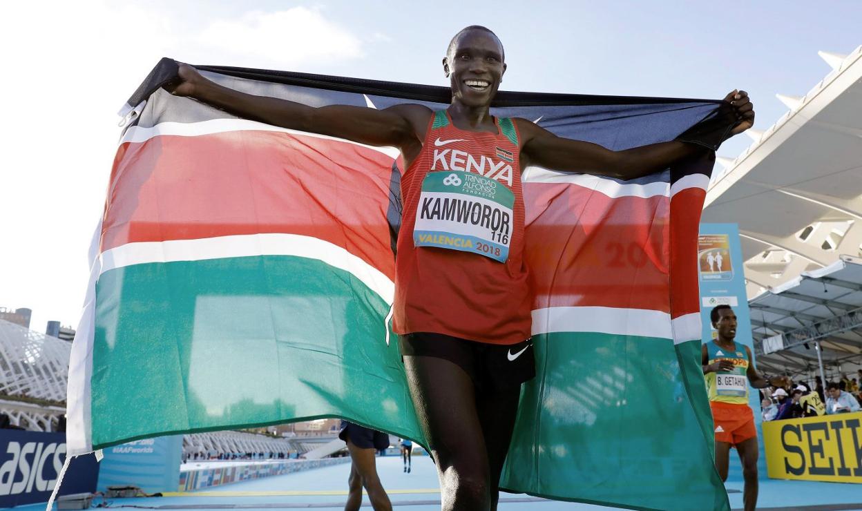 Kamworor ganó el Mundial de Medio en Valencia. J. C. Cárdenas/EFE