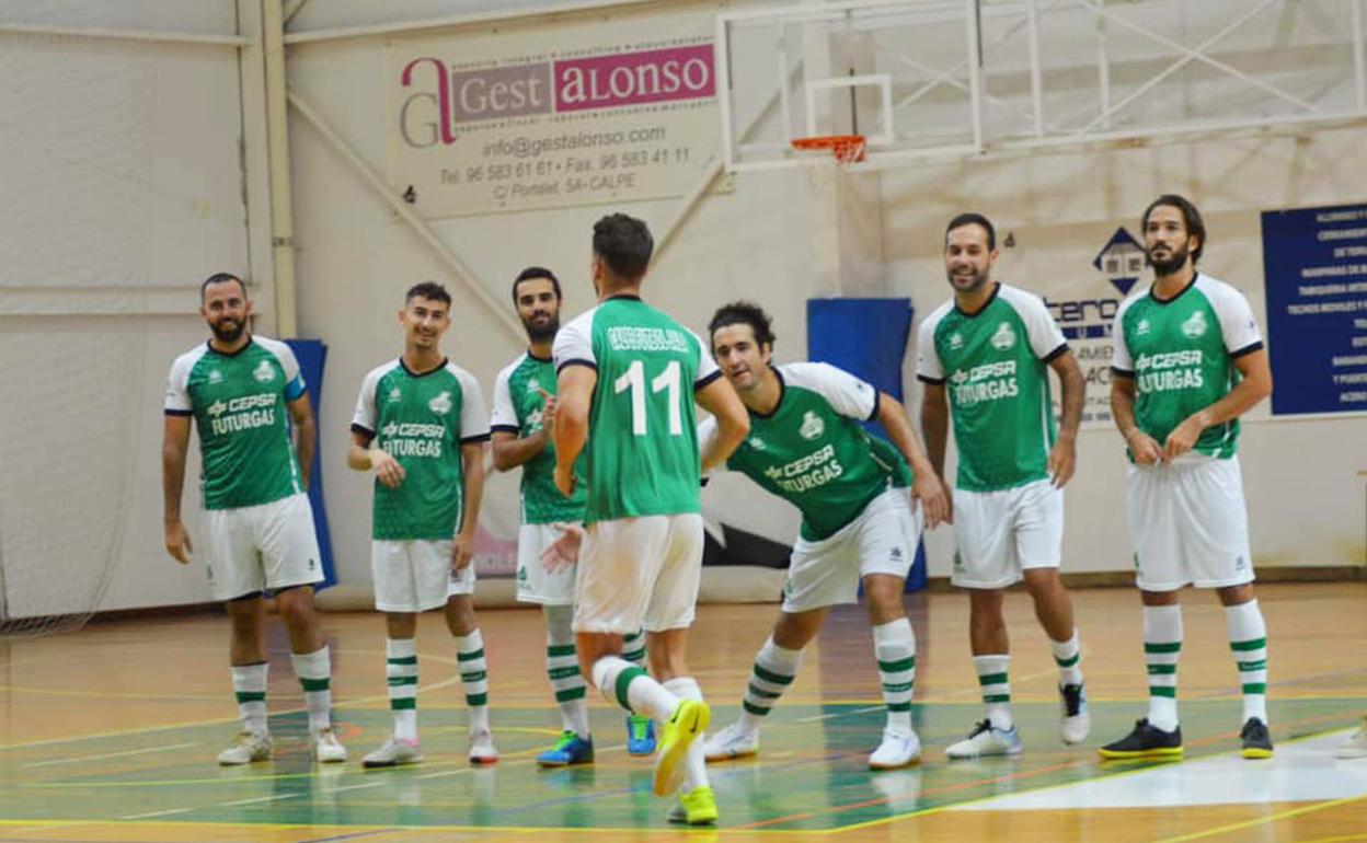 Jugadores del Calpe Futsal antes de un partido. 