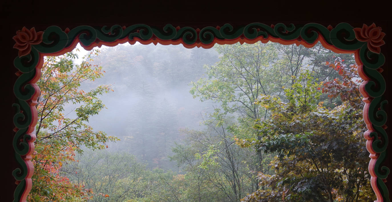 El otoño para muchos es la estación más bonita del año, en la que el frío comienza a abrirse paso entre un tinte de colores cálidos que cubre cada rincón. El verde se transforma en tonos naranjas que dejan paisajes dignos de películas, como el de la imagen, en Pyeongchang (Corea del Sur). 