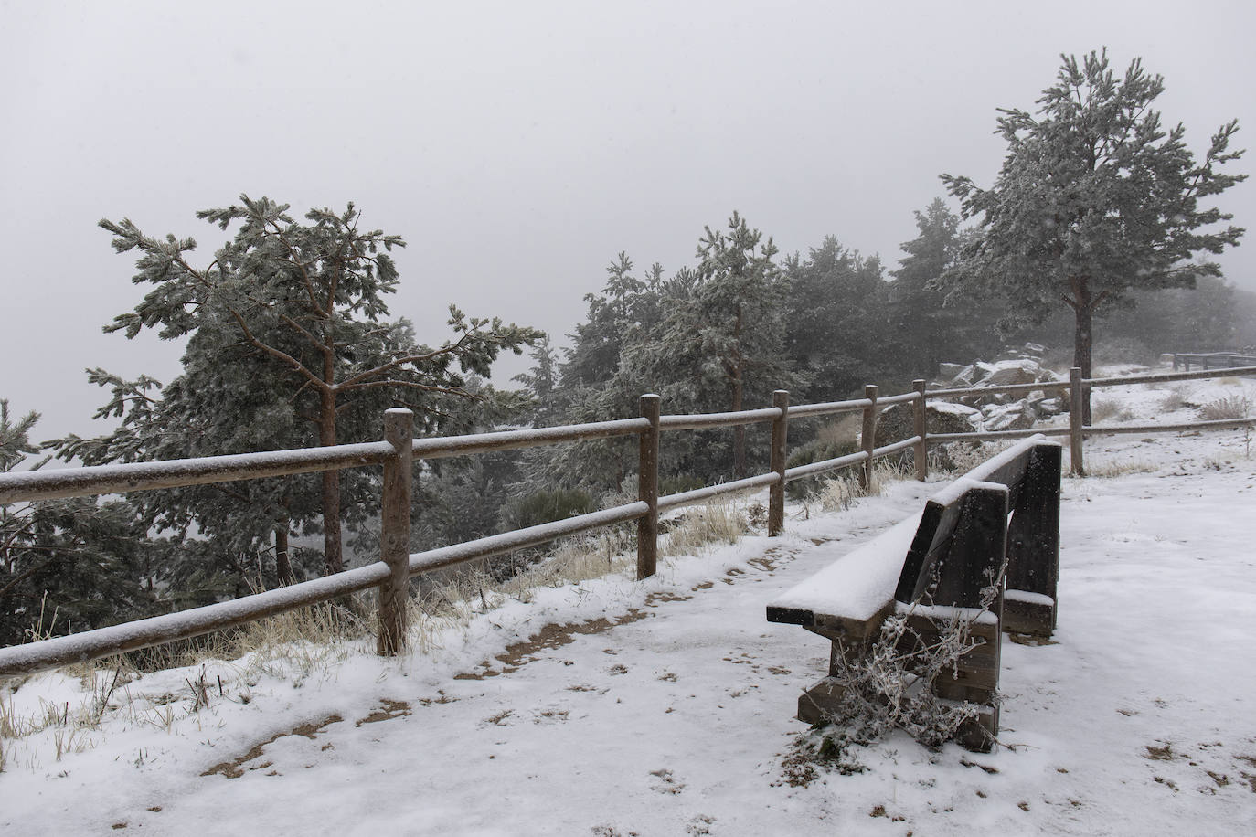 La primera nevada del otoño de 2021 cae en el norte de la península ibérica. 