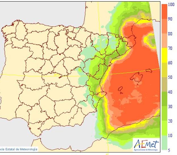 Probabilidad de lluvias el jueves 11 de noviembre. 