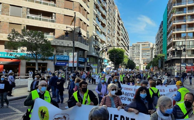 Los manifestantes, al final del recorrido.