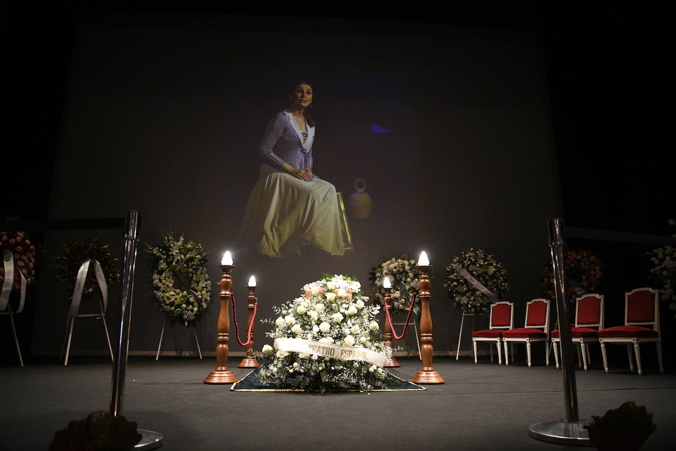 Cientos de personalidades del mundo del cine, la política, la sociedad y la televisión han acudido al Teatro Español para despedir a la actriz, muerta a los 66 años.