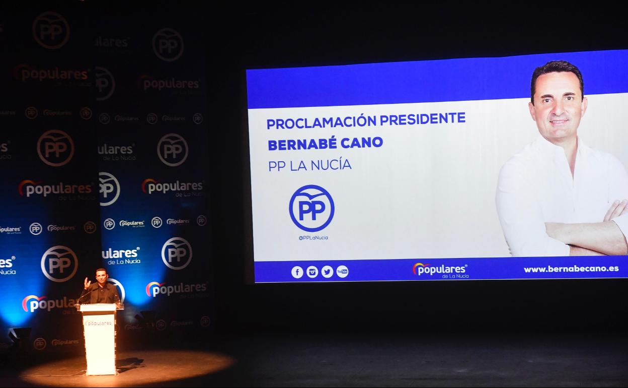 Bernabé Cano, durante su proclamación como presidente del PP de La Nucía