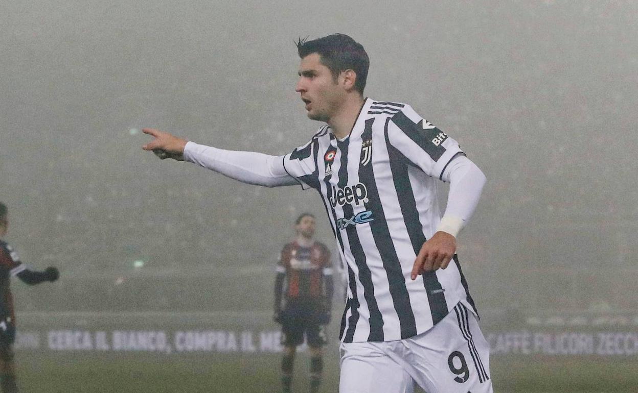 Morata celebra un gol con la Juventus. 