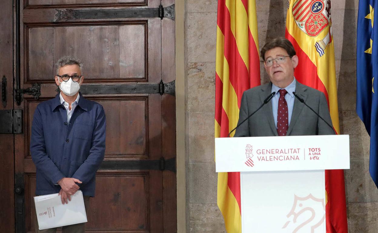 El comisionado de la Presidencia de la Generalitat para el Plan Valenciano de Acción para la Salud Mental, Drogodependencias y Conductas Adictivas, Rafael Tabarés, junto al presidente Ximo Puig.