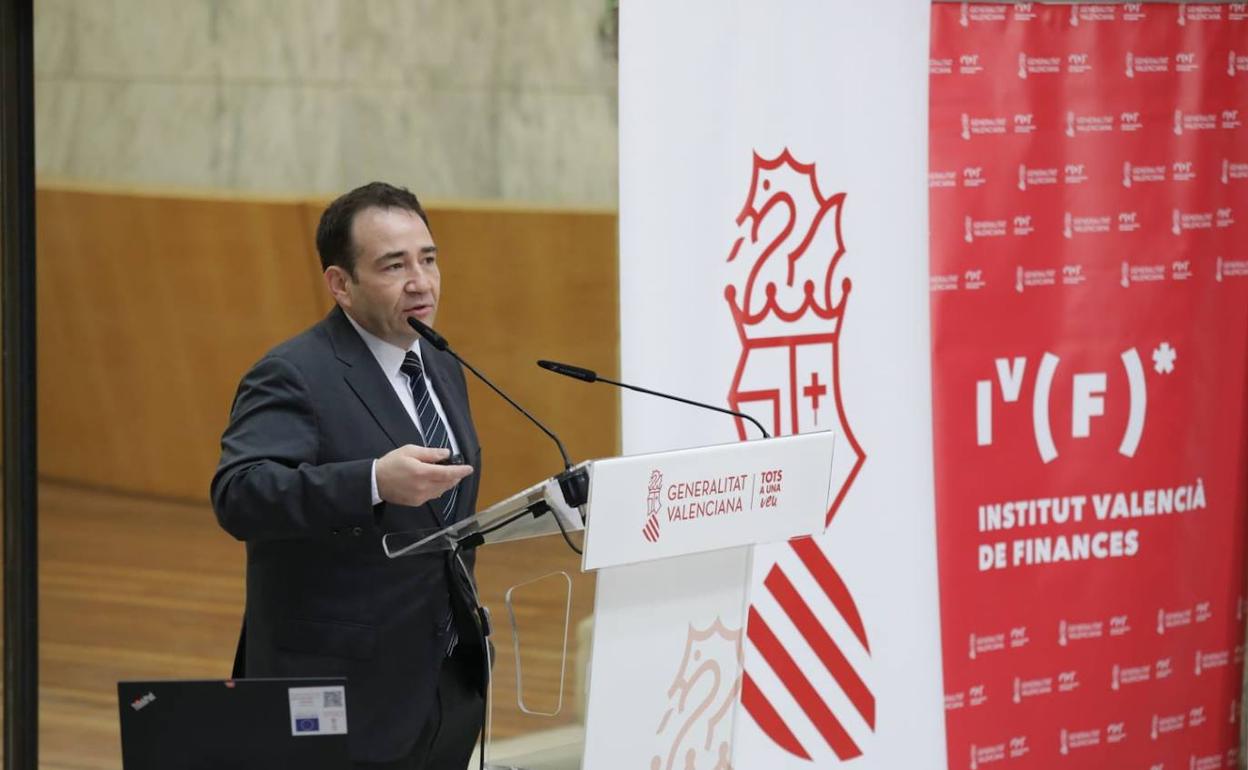 Manuel Illueca, director del IVF, durante el balance del ejercicio. 