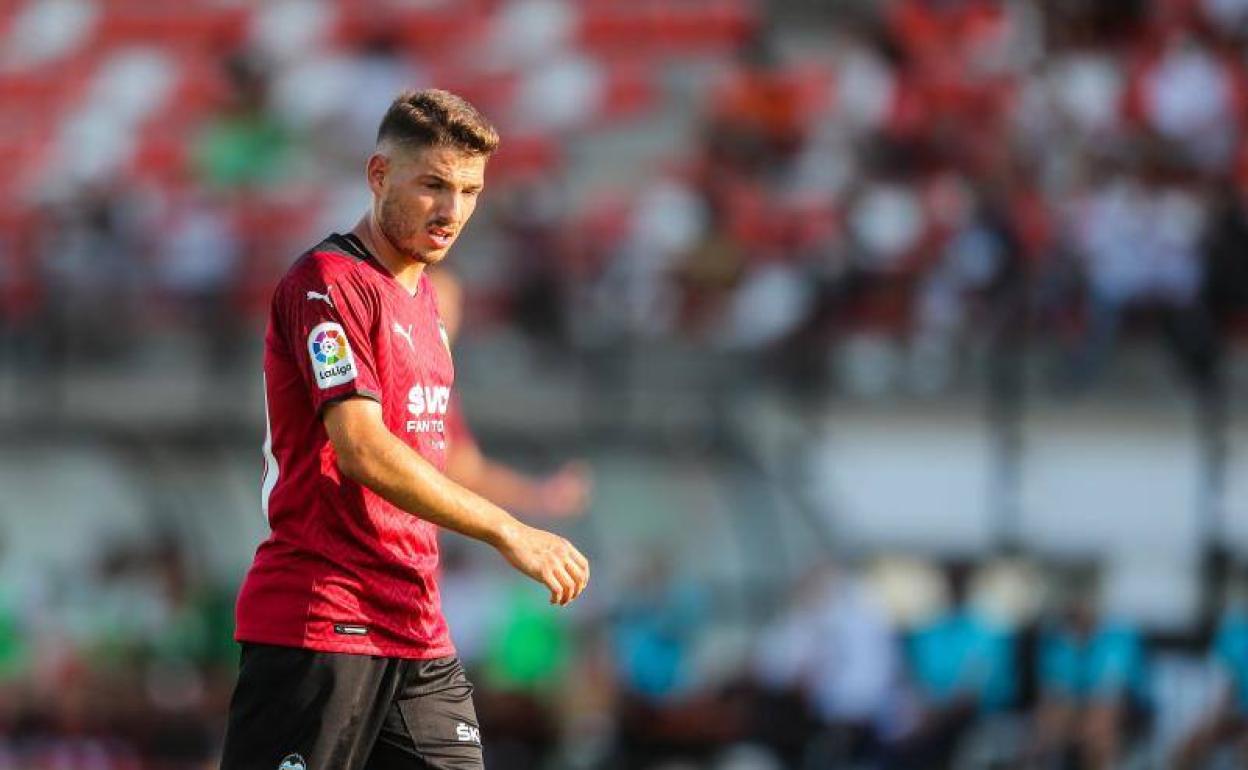 Manu Vallejo en el partido contra el Cartagena